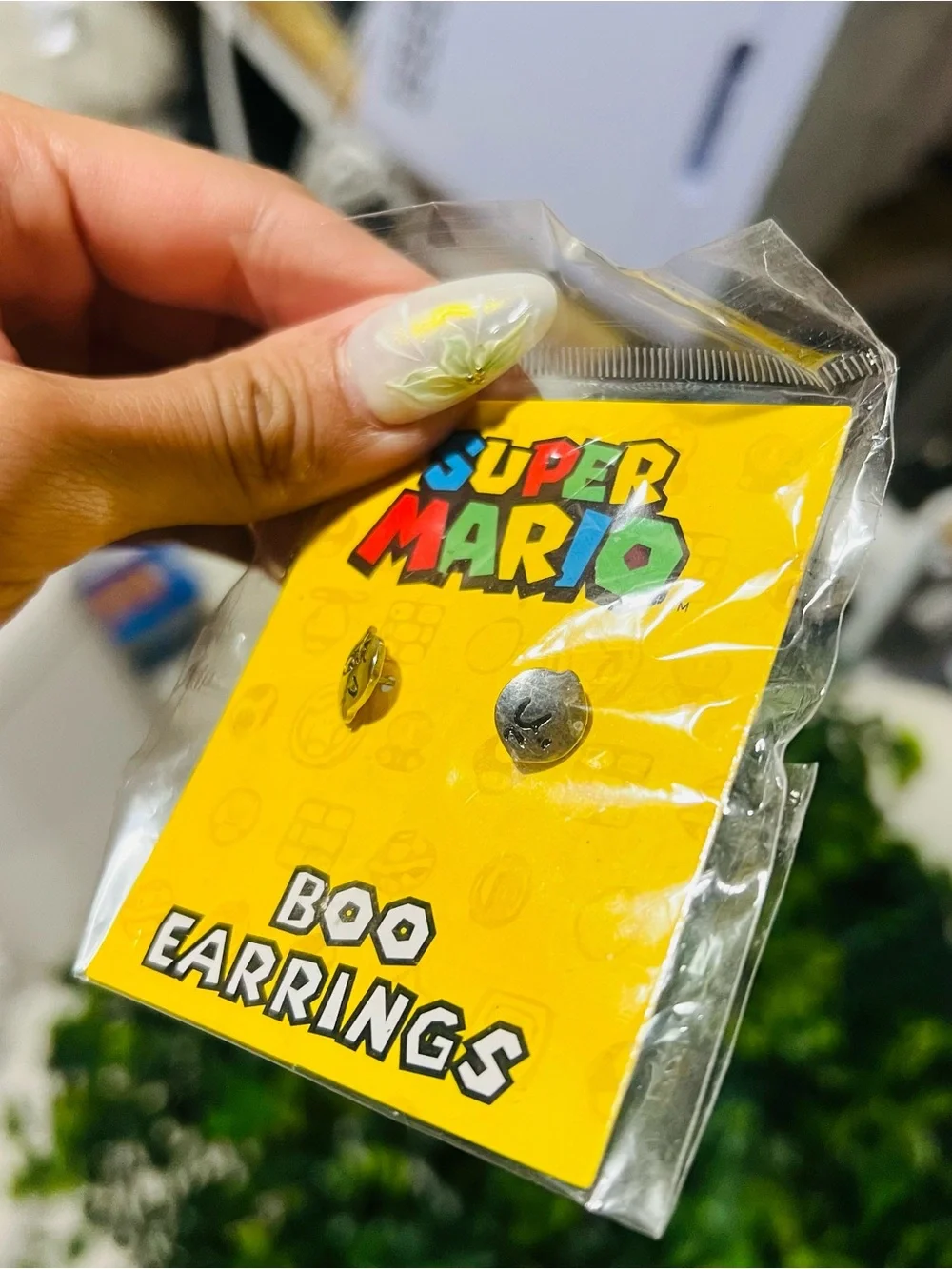 Nintendo Silver Boo Ghost Stud Earrings